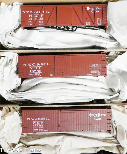 Accurail HO #8140 (3-Pack) Nickel Plate (36' Fowler Wood Boxcar) Plastic Kit