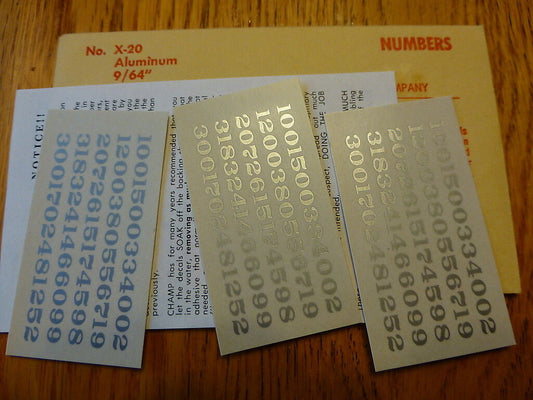 Champ Decal HO #X-20 Numbers (Aluminum) 9/64" (Decals)