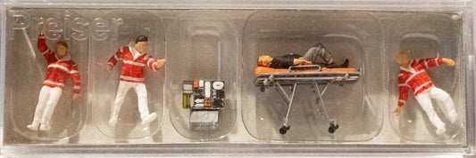 Preiser HO #10532 Paramedics -- With Stretcher pkg(4)