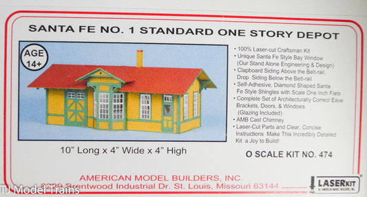 American Model Builders #474 Santa Fe NO.1 Standard One Story Depot (Laser Kit)