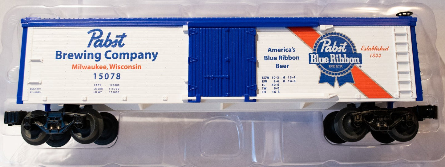 Lionel #6-15078 PABST Wood-sided Reefer Die-cast Metal Sprung Trucks Opening Doo
