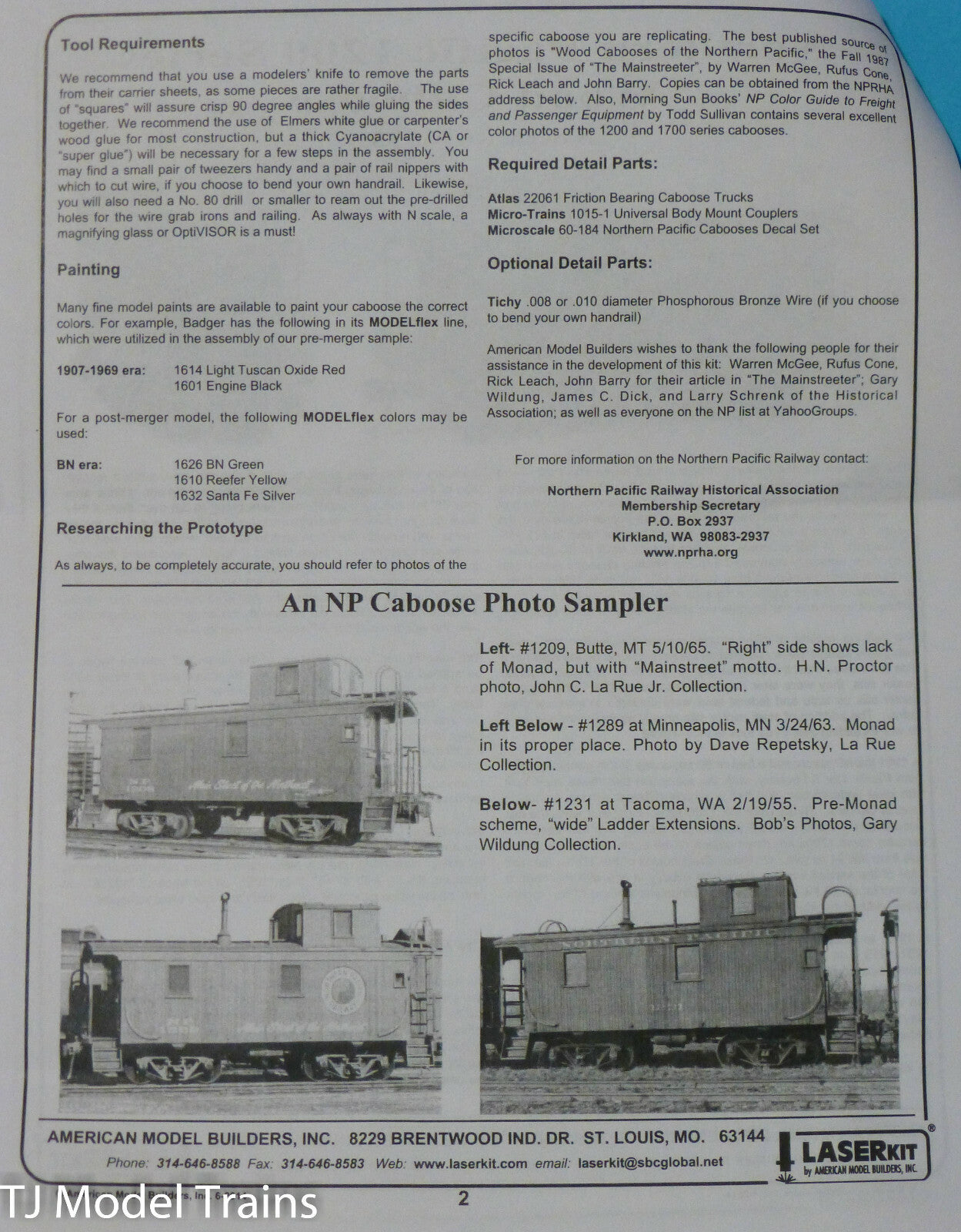 American Model Builders N #553 Northern Pacific 1200 Series Wood Caboose Kit