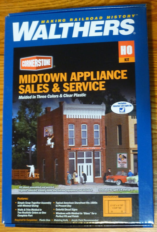 Walthers HO #933-3658 Midtown Appliance Sales & Service -- Kit -  (Building Kit)