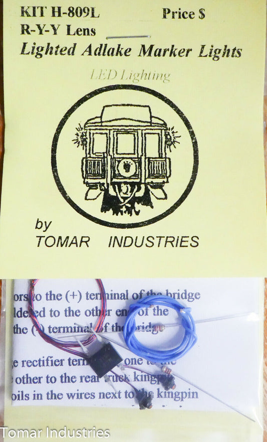 Tomar Industries HO #H-809L (LED) R-Y-Y Lens Adlake Marker Lights (Brass Casting