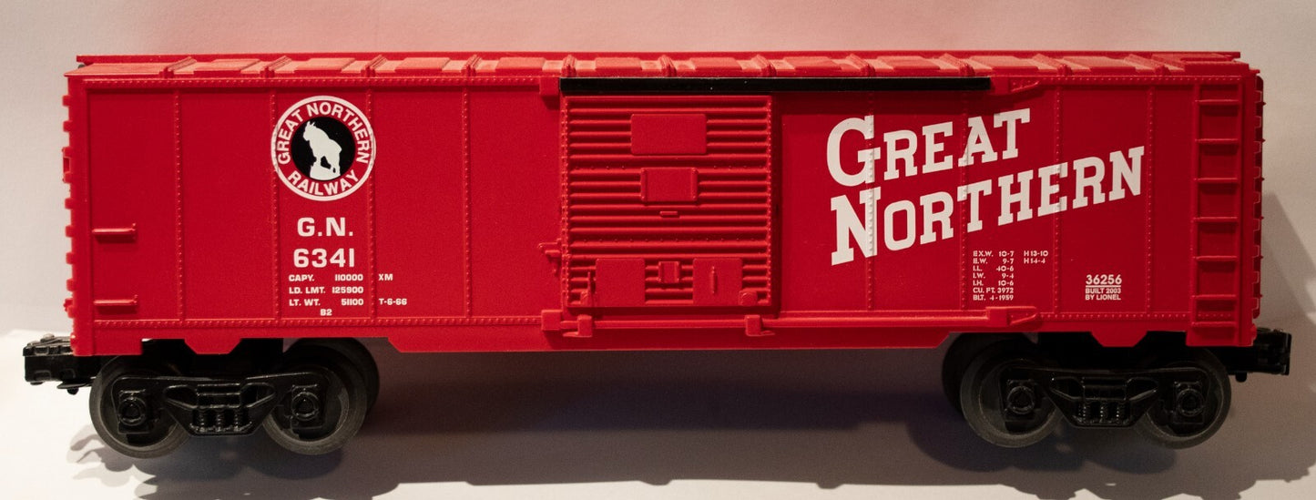 Lionel (#45 No Box) O Scale  #6341 6341 GREAT NORTHERN RED BOX CAR