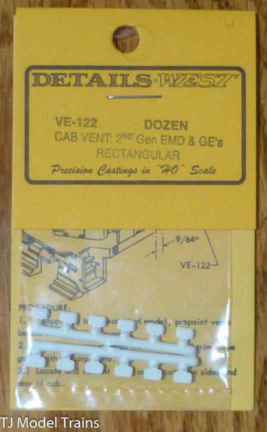 Details West HO #122 Cab & Body Vents pkg(12) -- Square