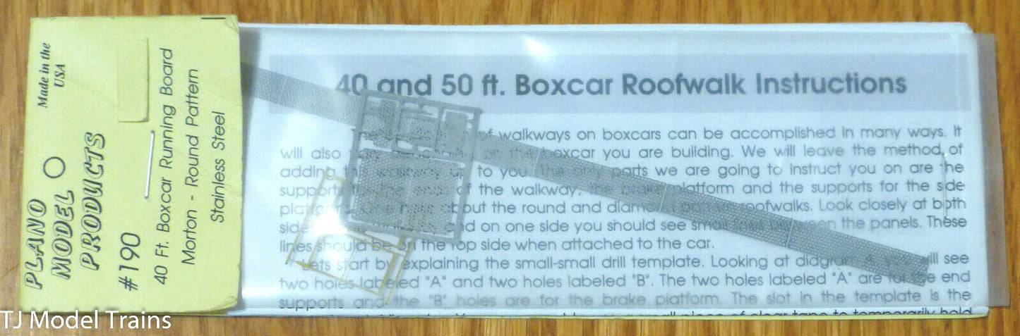 Plano #190 / 40ft. Boxcar Running Board Morton- Round Pattern Stainless Steel