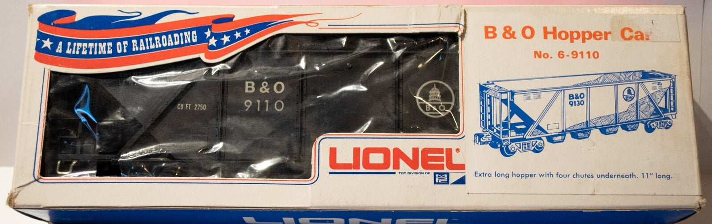 Lionel O Scale  #6-9110  BALTIMORE & OHIO OPEN QUAD HOPPER