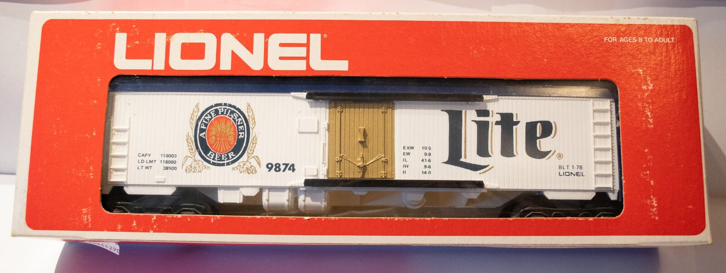 Lionel O Scale  #6-9874 MILLER LITE BEER REEFER