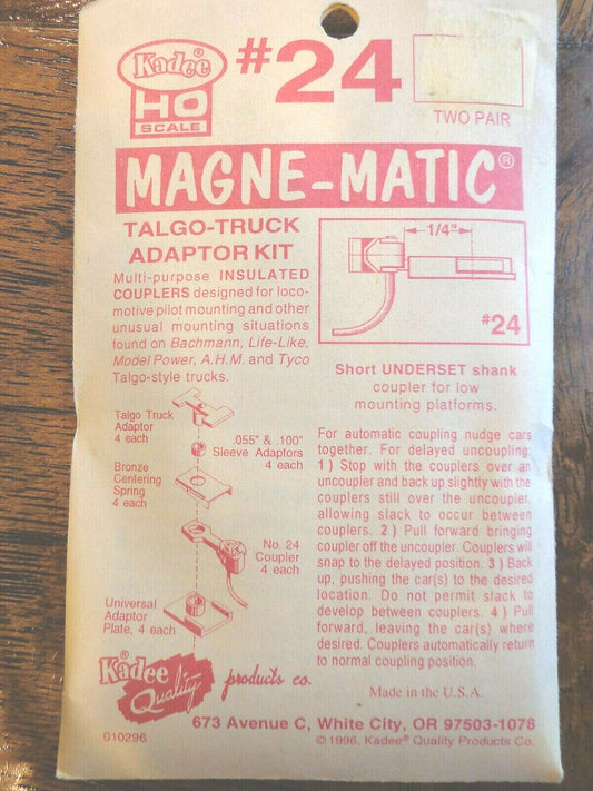 Kadee HO #24 Plastic-Shank Coupler - Kit - Magne-Matic(R) -- Short 1/4" Underset
