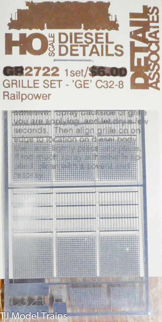 Detail Associates #2722 Grille Set 'GE' C32-8 Railpower (Metal)