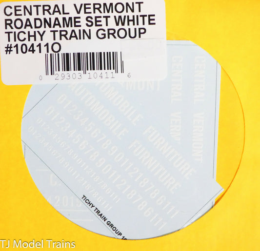Tichy Train Group O #10411O Central Vermont Roadname Set White Lettering (Decal)