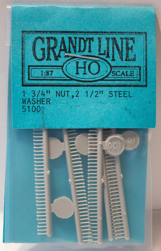 Grandt Line HO #5100 Nut-Bolt-Washer (Plastic) -- 1-3/4" Nut w/2-1/2" Steel Wash