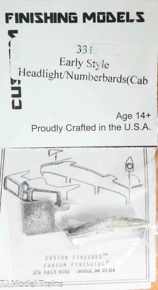 Custom Finishing Models HO #331 Early Style Headlight/Numberboards (White Metal)