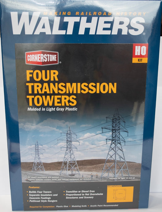 Walthers #933-3121 High-Voltage Transmission Tower -- pkg(4) - Kit - 2-1/2 x 2-1