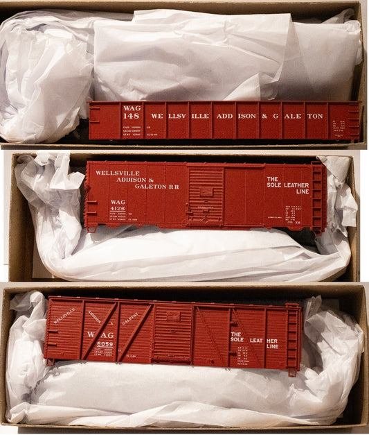 Accurail HO #8160 (3Pack) Wood Boxcar, Steel Boxcar, Gondola Set - Kit -- Wellsv