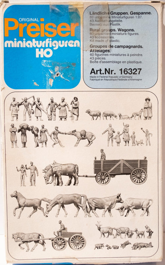 Preiser HO #16327 Unpainted Figure Set -- Figures & Animals pkg(120)