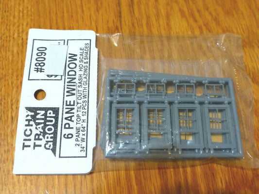 Tichy Train Group HO #8090 Windows pkg(12) -- 34 x 64" (Fits .44 x .78") 6 Pane