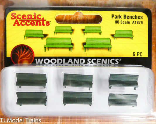 Woodland Scenics HO #1879  -  Park Benches (Plastic Parts) 6 Benches (1:87th)