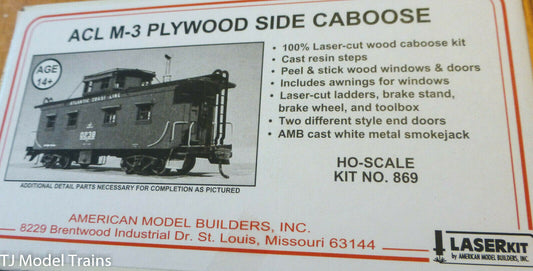 American Model Builders HO #869 Atlantic Coast Line M3 Plywood Side Caboose Kit