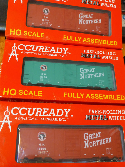 Accurail HO #93363 (3 Pack) RTR (Accuready) Great Northern 40' Boxcars