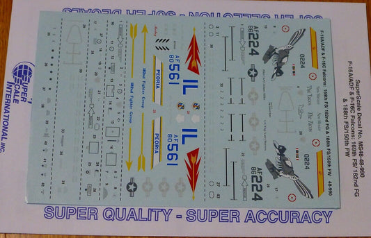 Microscale Decal 1:48 Scale #MS48-990 F-16A/ADF & F-16C Falcons: 169th FS/ 182nd