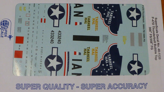 Microscale Decal 1:48 Scale #48-1120 / P-47D Thunderbolt Bubble Top, 366th FS/