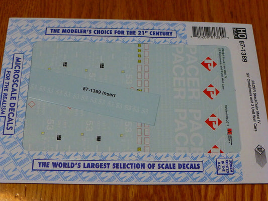 Microscale Decal HO #87-1389 Pacer Stack Train (Decal Set)