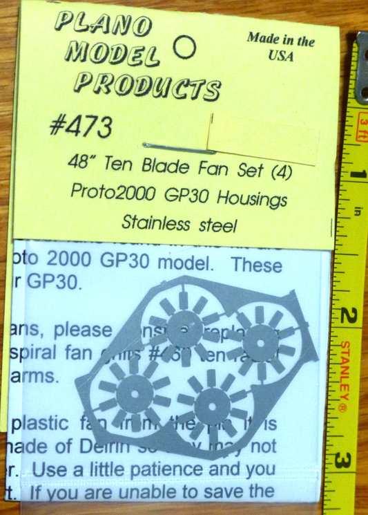 Plano Model Products HO #473   /  48" Fans - 10 blade style (4)