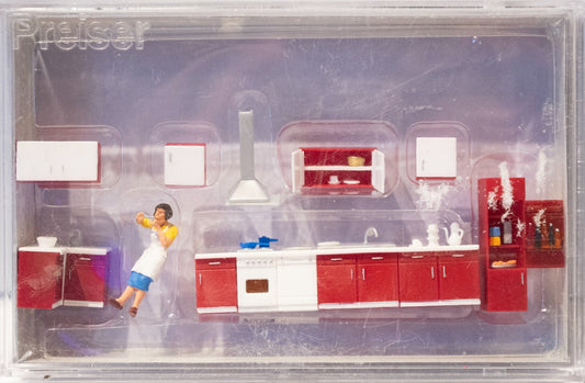 Preiser HO #10646 Mother Cooking -- Woman & Kitchen Furniture