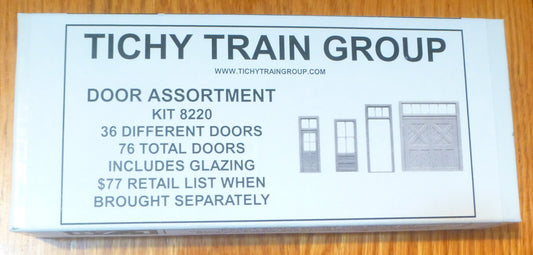 Tichy Train Group HO #8220 Styrene Door Assortment -- 76 Doors, 36 Styles