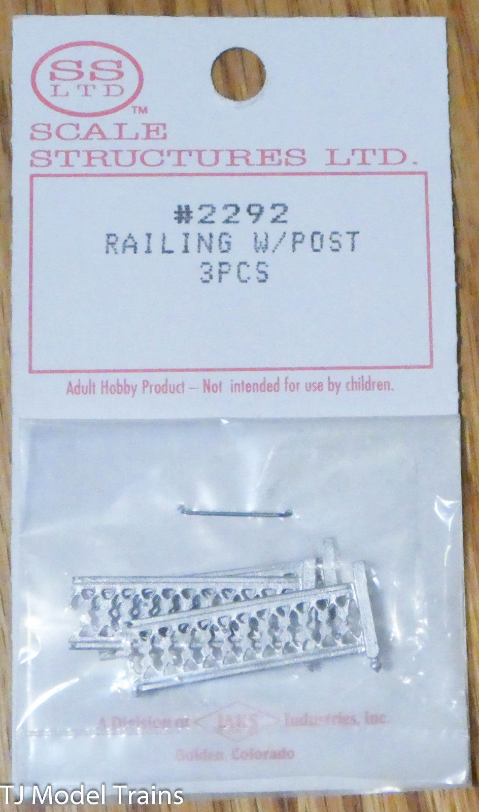 SS Ltd. HO #2292 Railing w/Post (3 pcs.) Light Castings