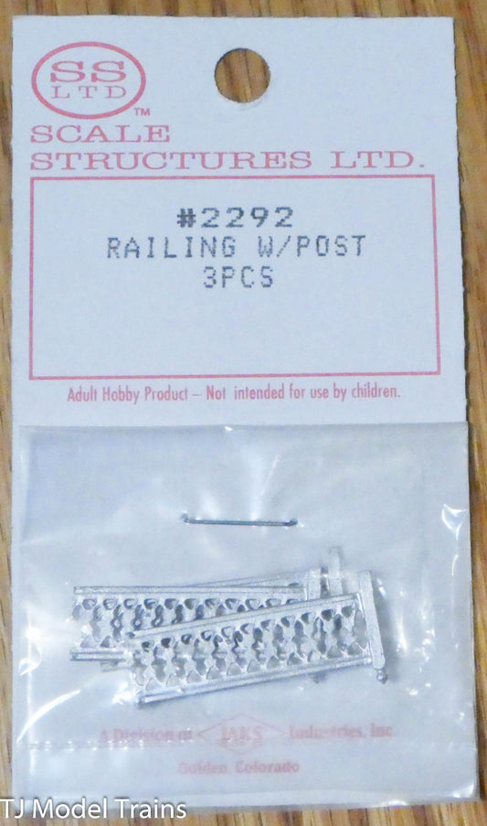 SS Ltd. HO #2292 Railing w/Post (3 pcs.) Light Castings