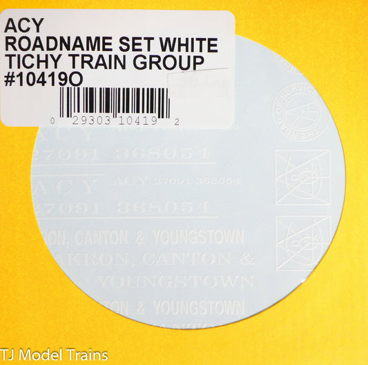 Tichy Train Group O #10419O ACY Roadname Set White Lettering (Decal)