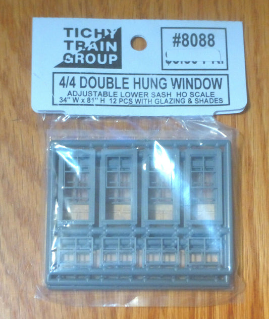 Tichy Train Group HO #8088 Windows - Double Hung pkg(12) -- 34 x 88" (Fits .44 x