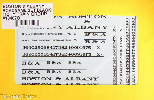 Tichy Train Group O #10407O Boston & Albany Roadname Set Black Lettering (Decal)