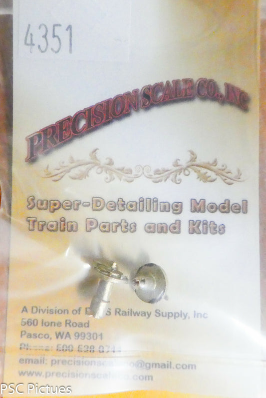 Precision Scale O #4351 Plugs, 12" dia. to Scale/Clean-Out Santa Fe Type (Brass)