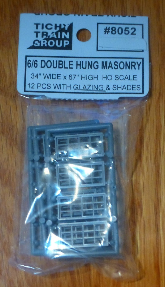 Tichy Train Group HO #8052 Masonry Windows -- 6/6 Double-Hung, Scale 34 x 67" 86