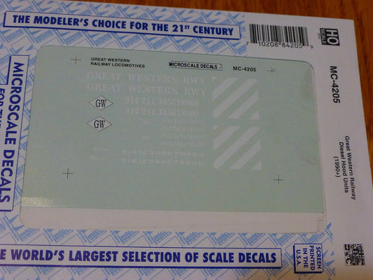 Microscale Decal HO #MC-4205 Assorted Shortlines - Mini-Cal -- Great Western (GW