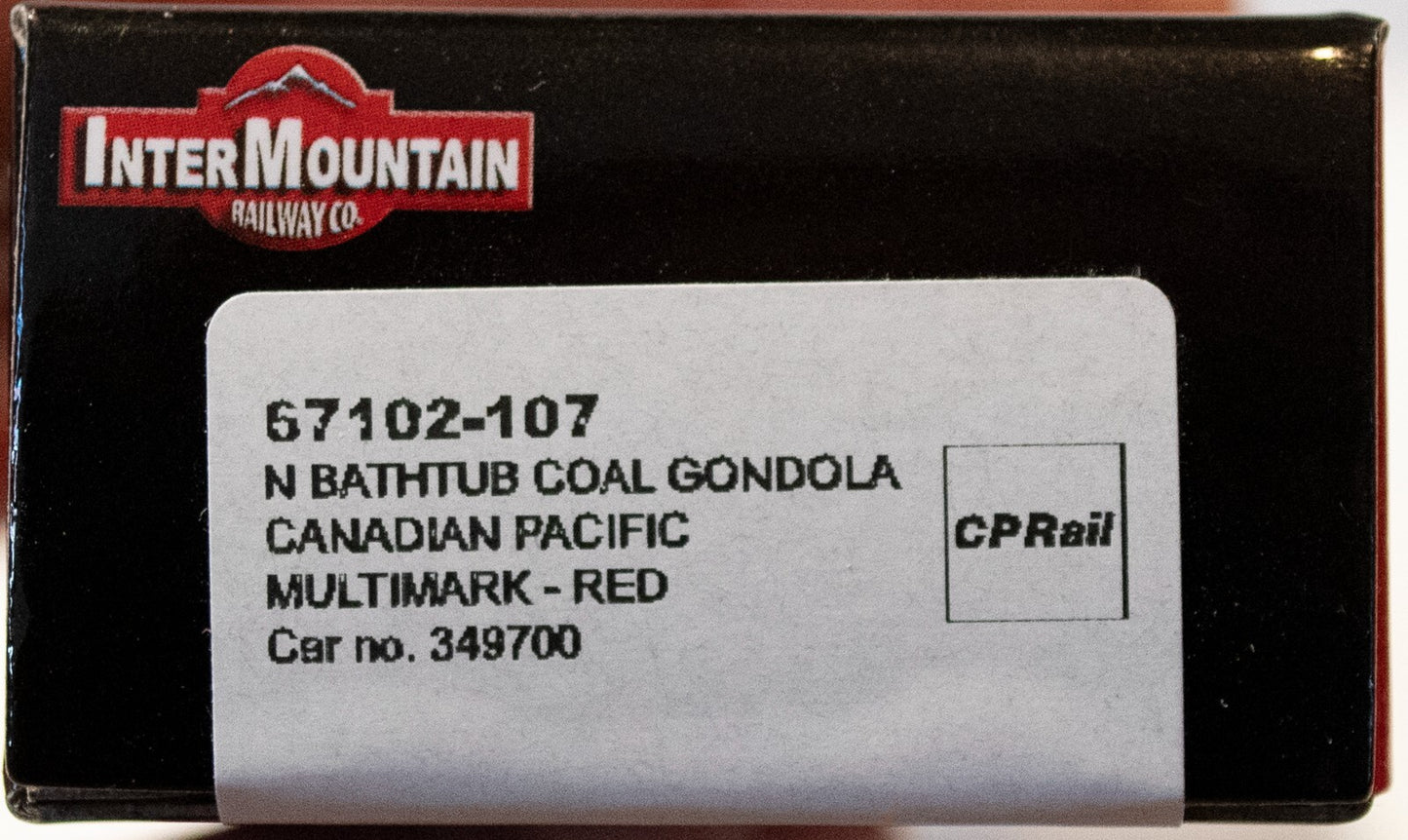 InterMountian N #67102-107 Bathtub Coal Gondola - Ready to Run -- Canadian Pacif