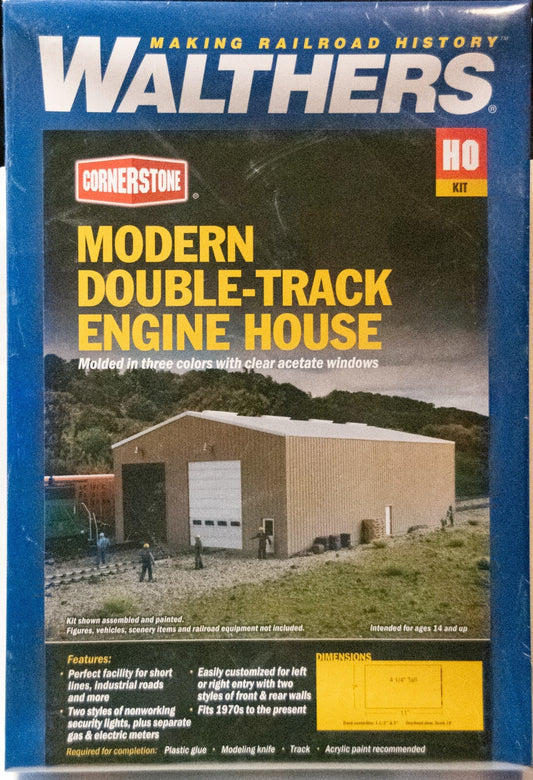 Walthers HO #933-2986 Modern Double-Track Engine House -- Kit - 11 x 7 x 4-1/4"