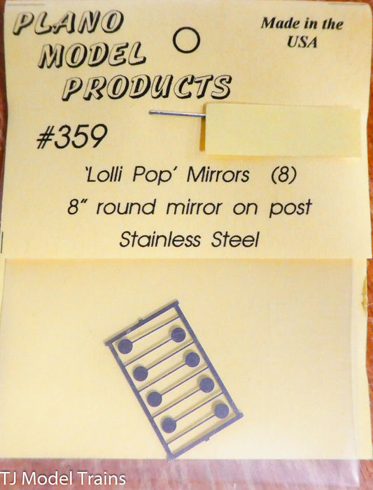 Plano Model Products HO #359 Lolli Pop Style Mirrors (8 in pacakge)Round on Post