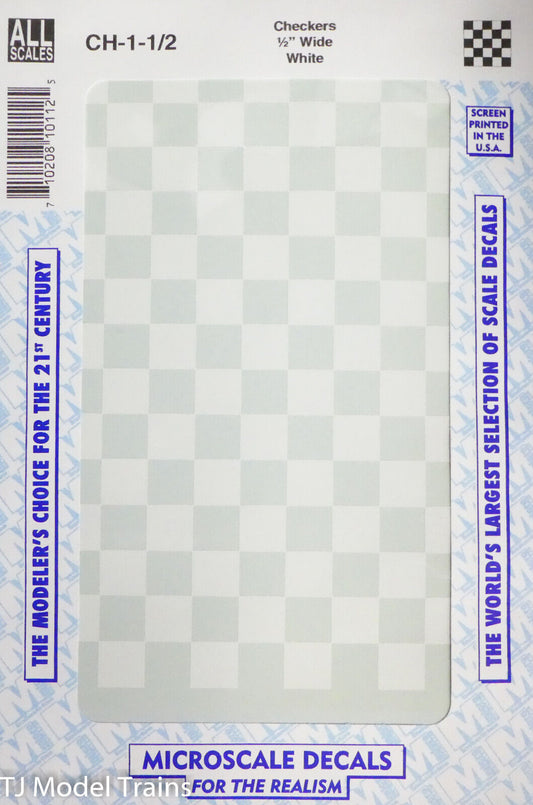 Microscale Decal #CH-1-1/2 Checkers (1/2" Wide White) Decal Sheet