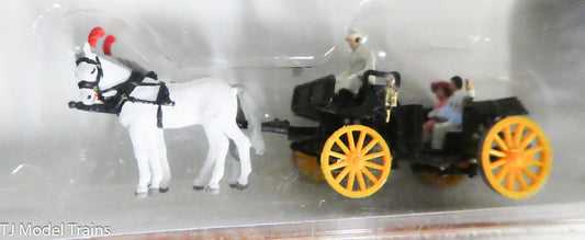 Preiser N #79481 Horse-Drawn Wagon -- Open Carriage - Bk (1:160th Scale) N Scale