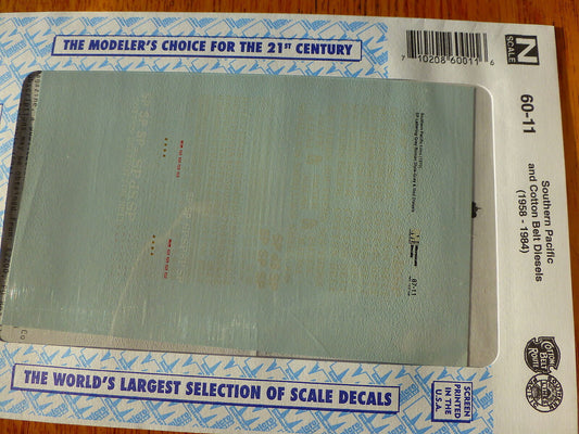 Microscale Decal N #60-11 Southern Pacific / Cotton Belt Diesels (1958-1984)