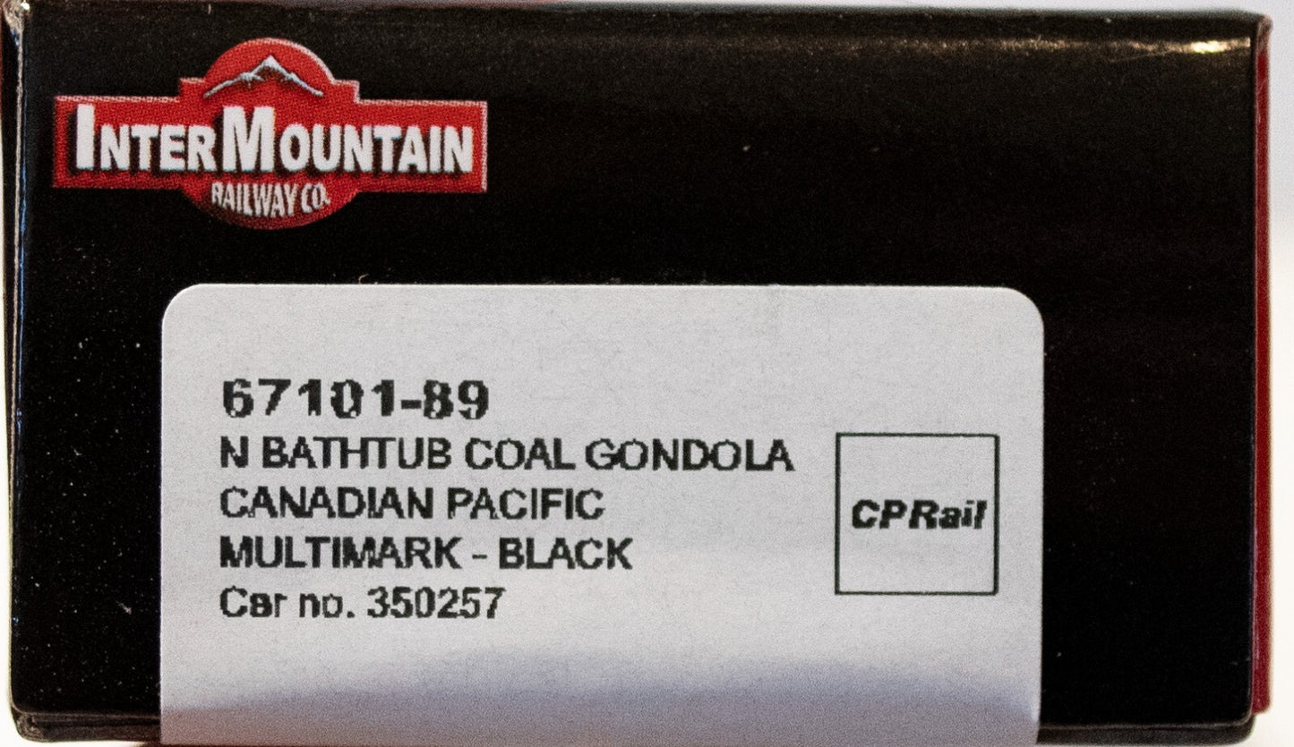 InterMountian N #67101-89 Bathtub Coal Gondola - Ready to Run -- Canadian Pacif