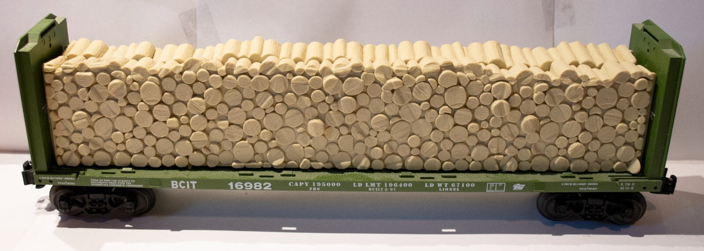 Lionel O Scale  #6-16982 BC  Bulkhead Flatcar w/Simulated Cut Wood Load