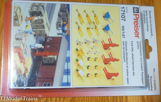 Preiser HO #17107  Forklifts & Wheelbarrows -- (26 in pkg)
