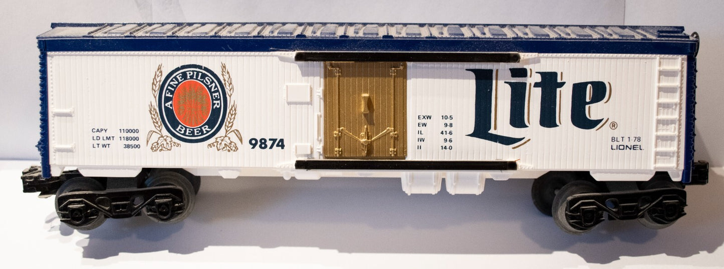 Lionel O Scale  #6-9874 MILLER LITE BEER REEFER
