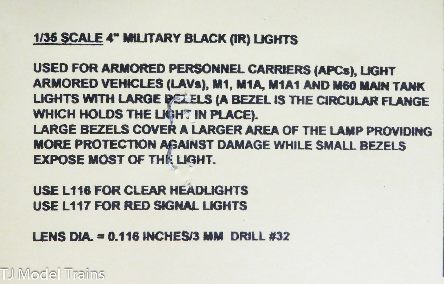 M.V. Products #118 Headlight Lens -- .118" Black For Military Vehicle Infra-Red